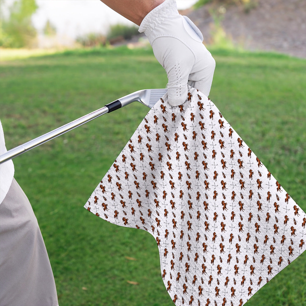American Quarter Horse Golf Towels, Horse Pattern Golf Towel for Equestrian Lovers, Western Horse Golf Gift for Golfers