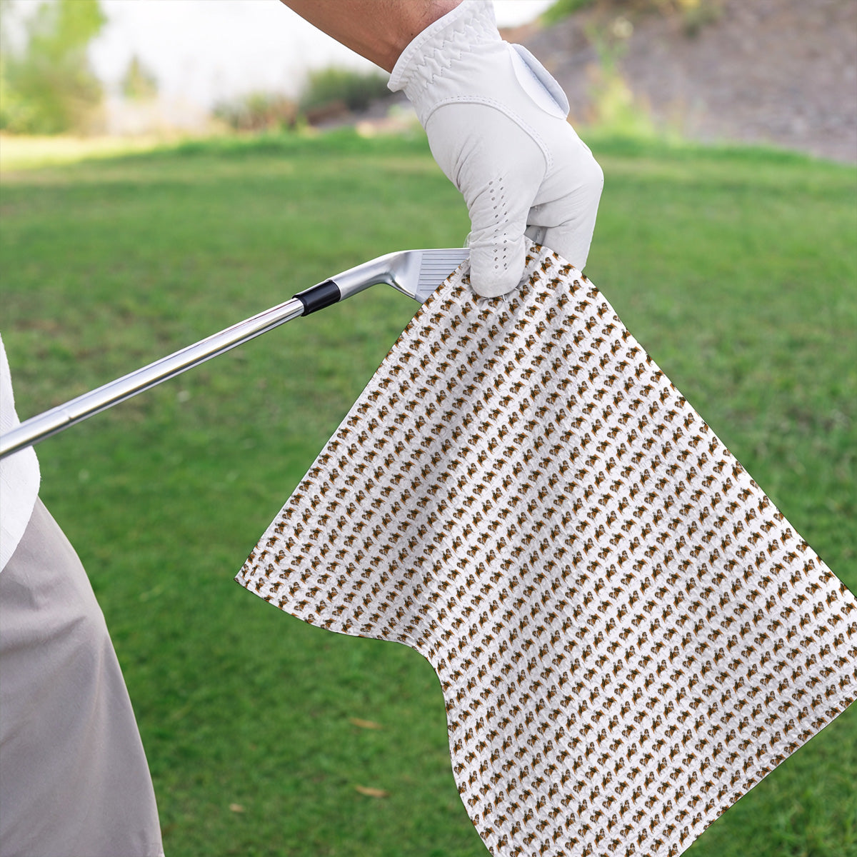 Bulldog Pattern Golf Towels, English Bulldog Golf Towel, Funny Golf Gift For Golfer
