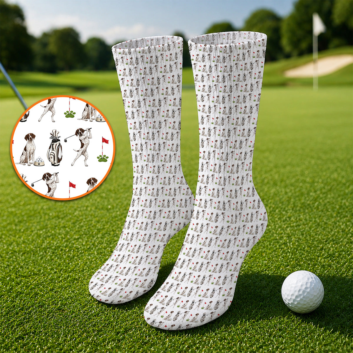 German Shorthaired Pointer Golf Socks, Funny Pattern Golf Sock, Golf Gift For Golfer