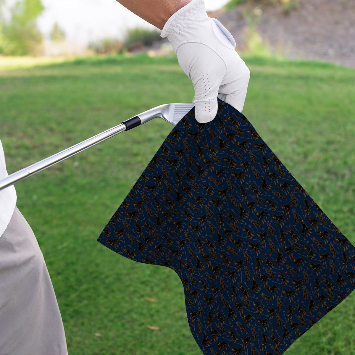 Crazy Rottweiler Golf Towel, Rottweiler Dog Pattern Golf Towels, Golf Gift For Golfer