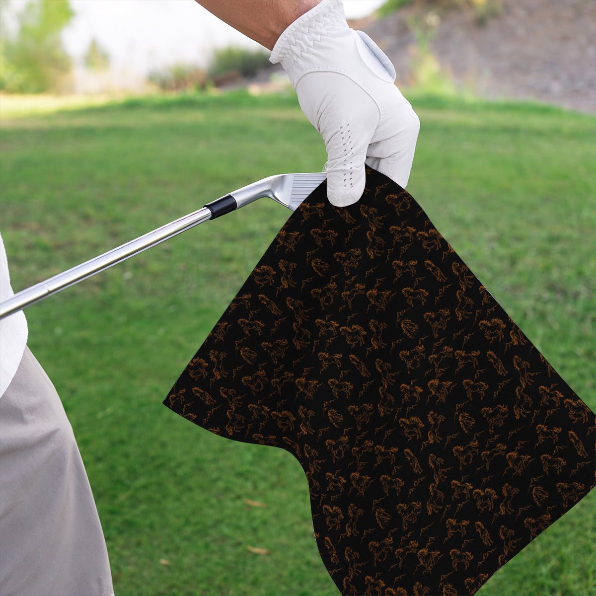 Crazy Horse Golf Pattern Towel, American Quarter Horse Golf Towels, Western Horse Gift for Golfers