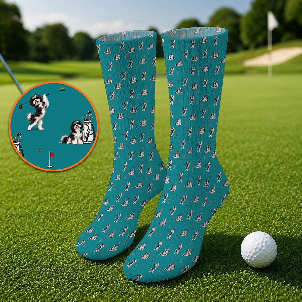 Havanese Pattern Golf Socks, Havanese Golf Sock, Funny Golf Gift for Golfer