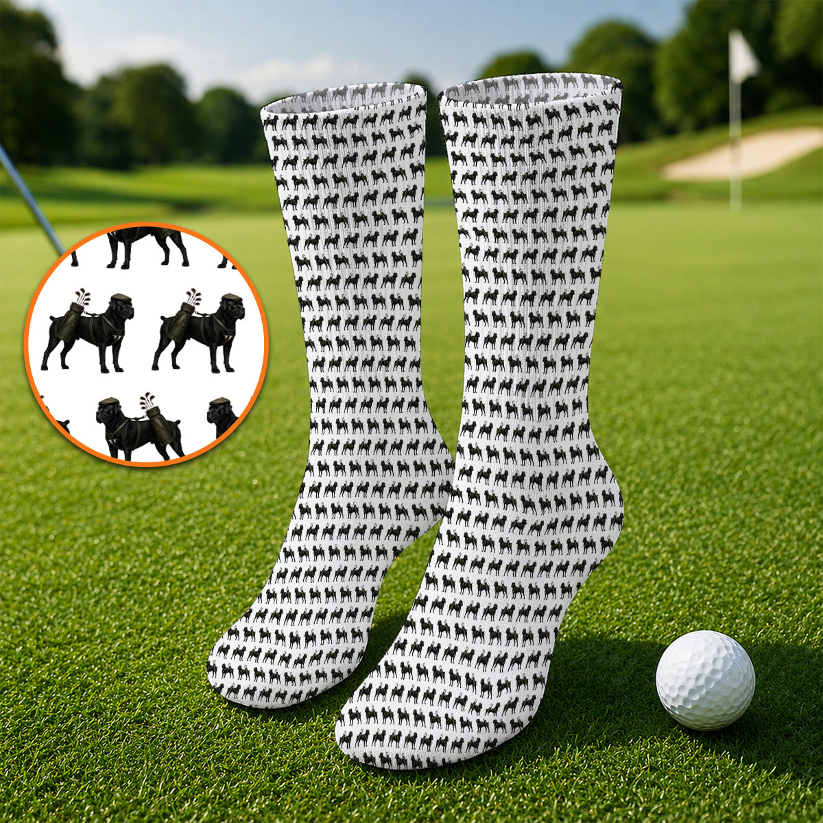 Cane Corso Pattern Golf Socks, Black Cane Corso Golf Sock for Dog Lovers, Crazy Golf Gift for Golfers