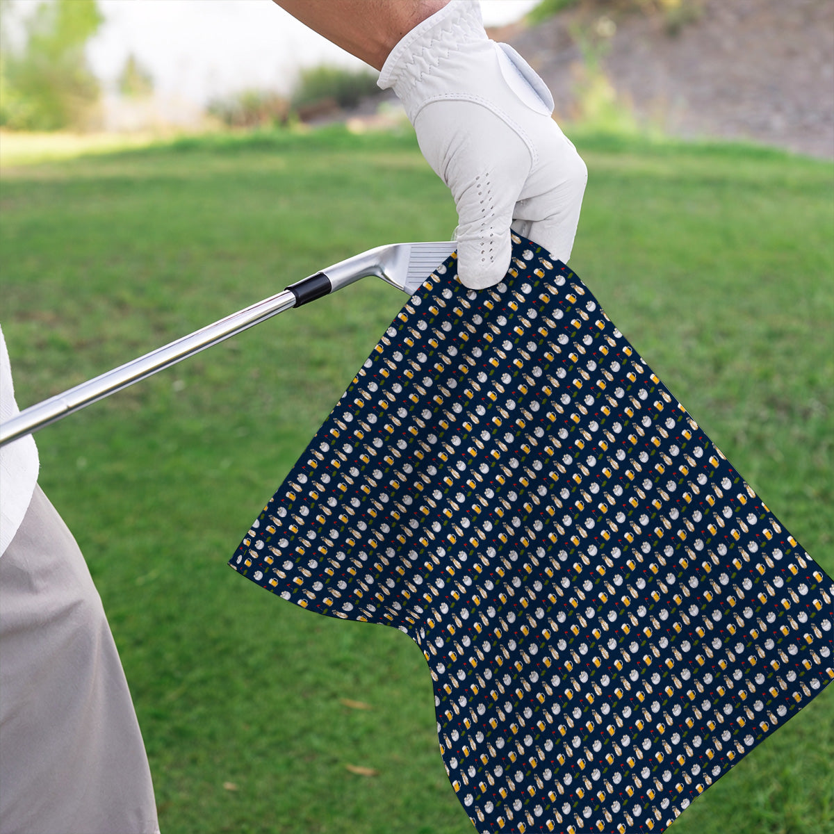 Crazy Beer Pattern Golf Towel, Beers Golf Towels, Golf Gift For Golfer