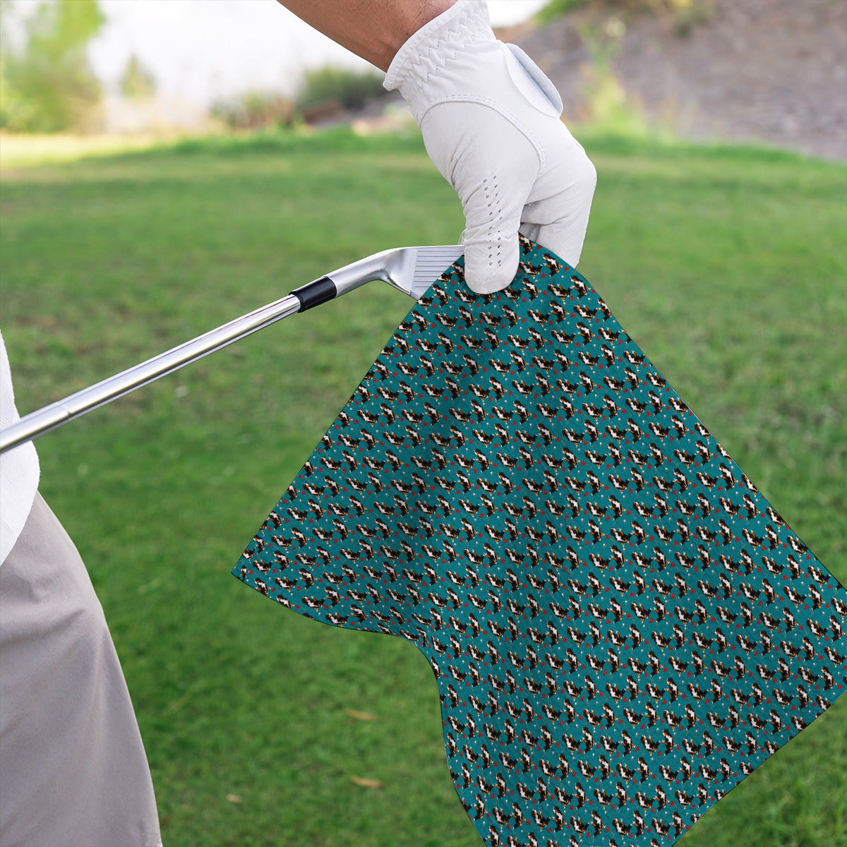Bernese Mountain Dog Golf Pattern Towels, Bernese Golf Towel, Funny Dog Lover Golf Gift