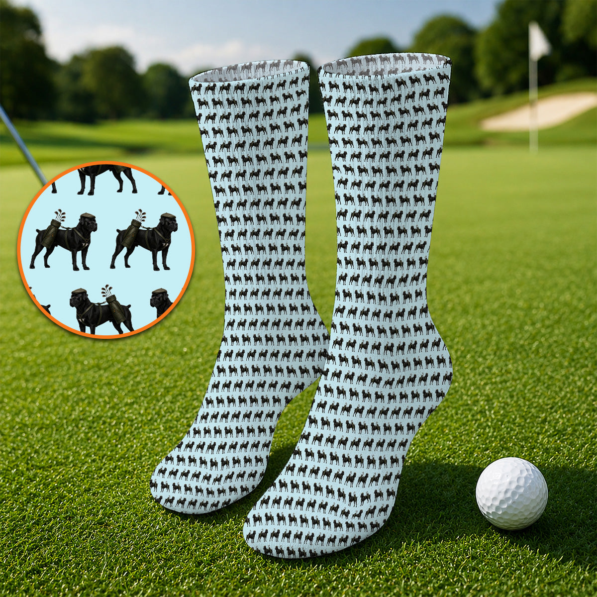 Cane Corso Pattern Golf Socks, Black Cane Corso Golf Sock for Dog Lovers, Crazy Golf Gift for Golfers