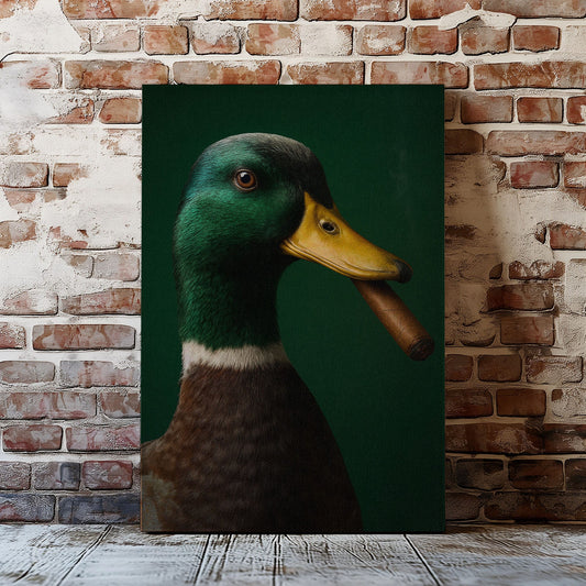Cigar Duck Canvas, Rustic Hunting Cabin Wall Art, Gift For Man Cave