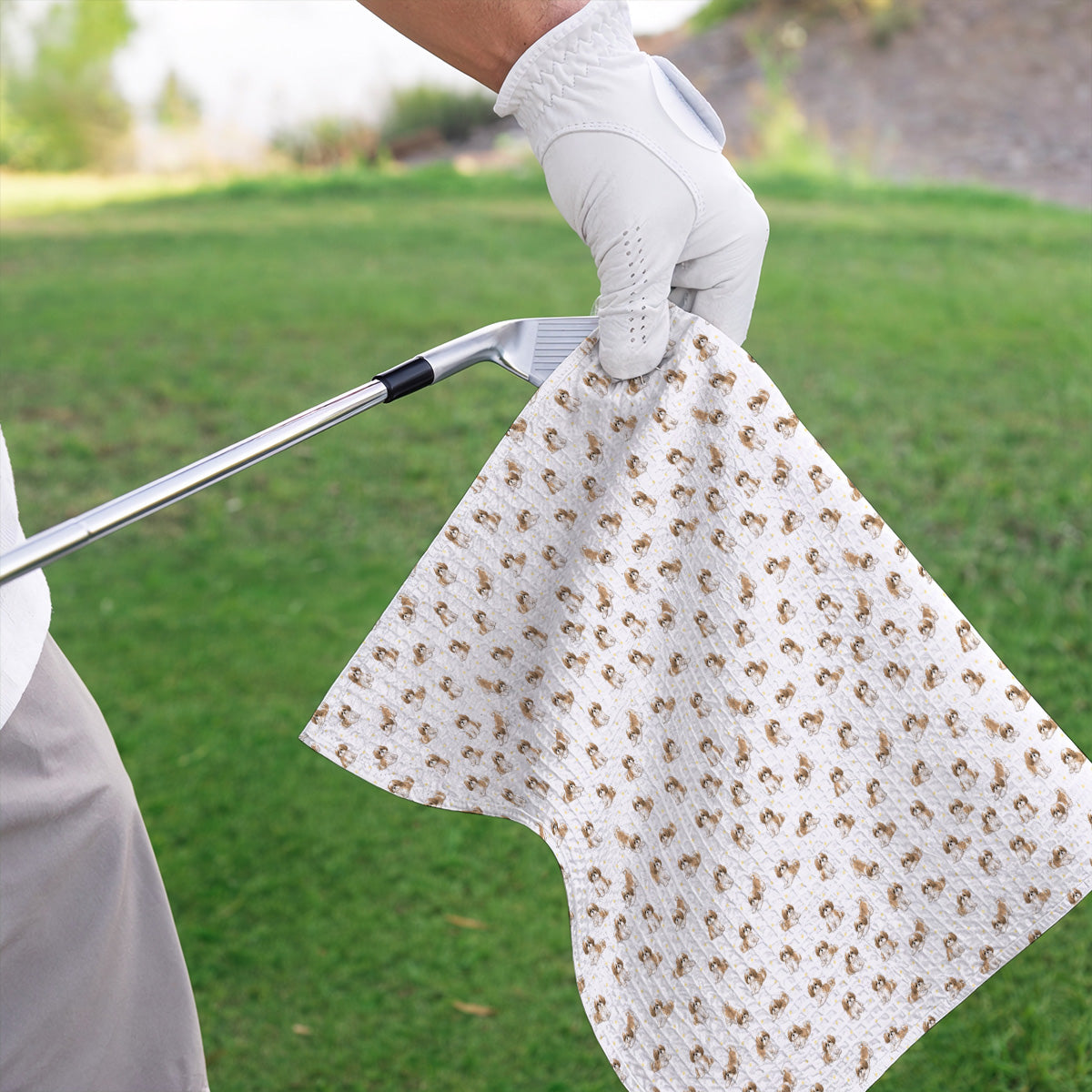 Funny Shih Tzu Golf Towels, Cute Shih Tzu Pattern Golf Towel, Golf Gift For Golfer