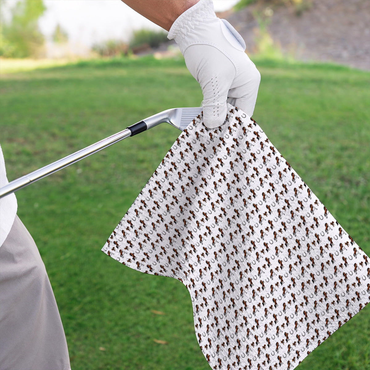 Funny Horse Golf Pattern Towel, American Quarter Horse Golf Towels, Western Horse Gift for Golfers
