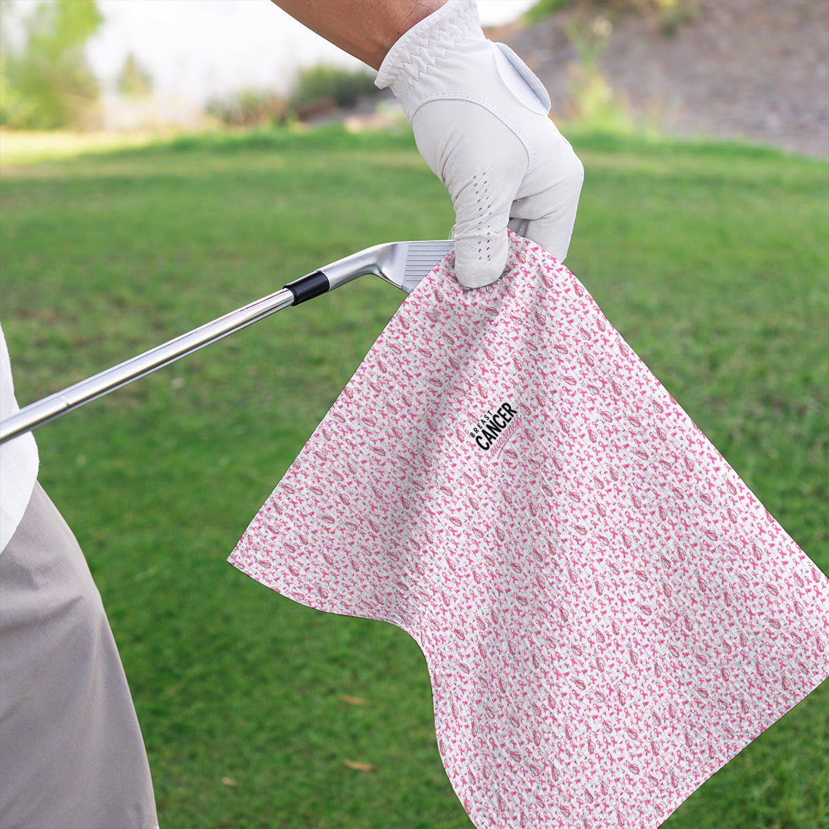Breast Cancer Awareness Golf Towels, Pink Ribbon Golf Bag Pattern Towel, October Golf Gift for Golfer