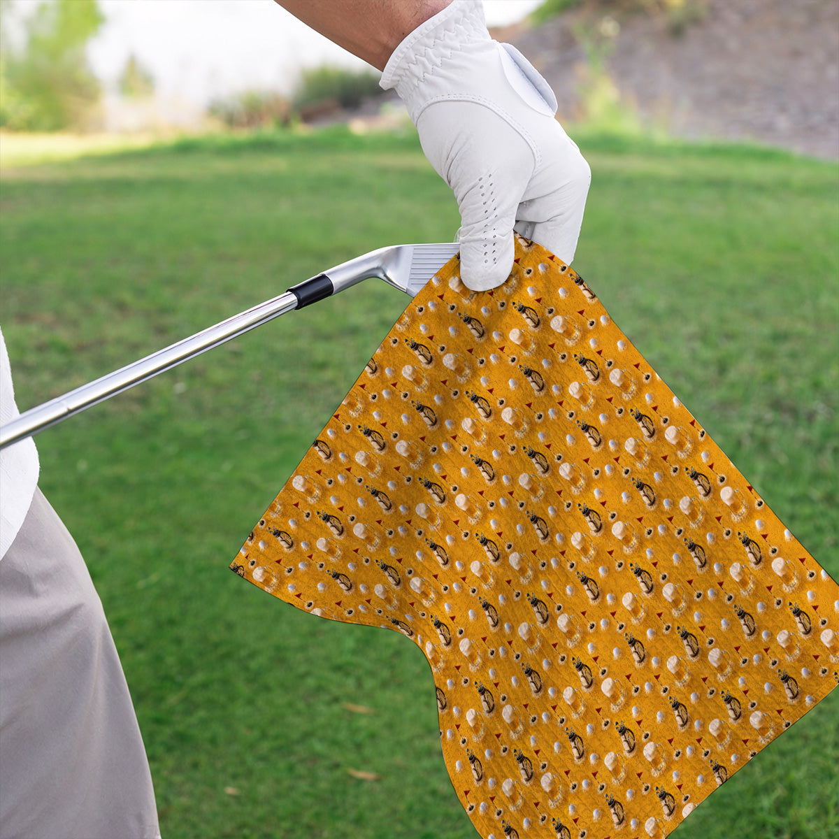 Crazy Golf And Beer Pattern Towel, Beer Lover Golf Towels, Golf Gift For Golfer