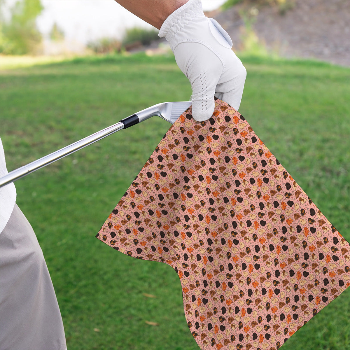 Funny Pomeranian Golf Towels, Pom Dog & Golf Pattern Towel, Golf Gift For Golfer