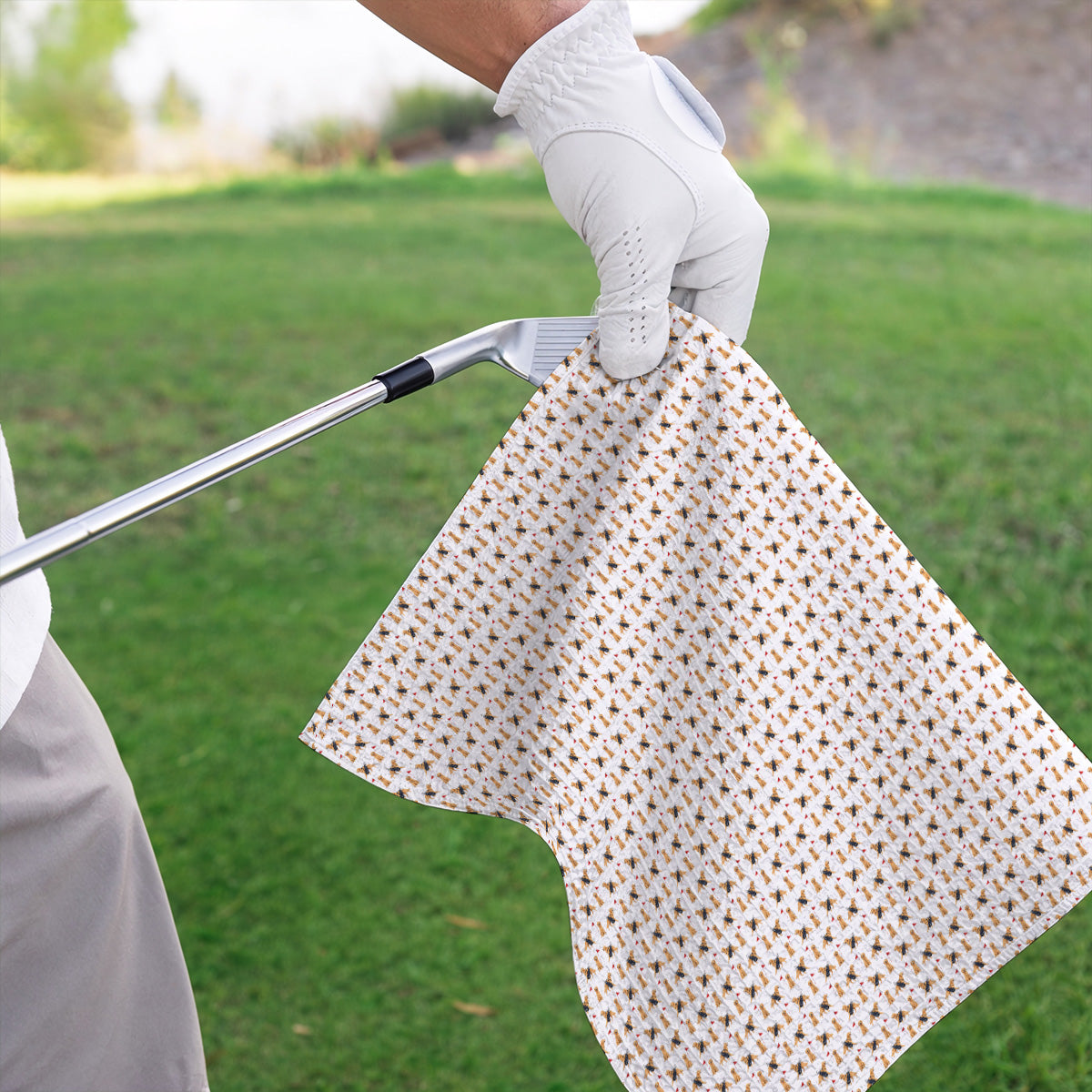 Funny Golden Retriever Golf Towel, Golden Retriever Pattern Golf Towels, Dog Lover Golf Shirt