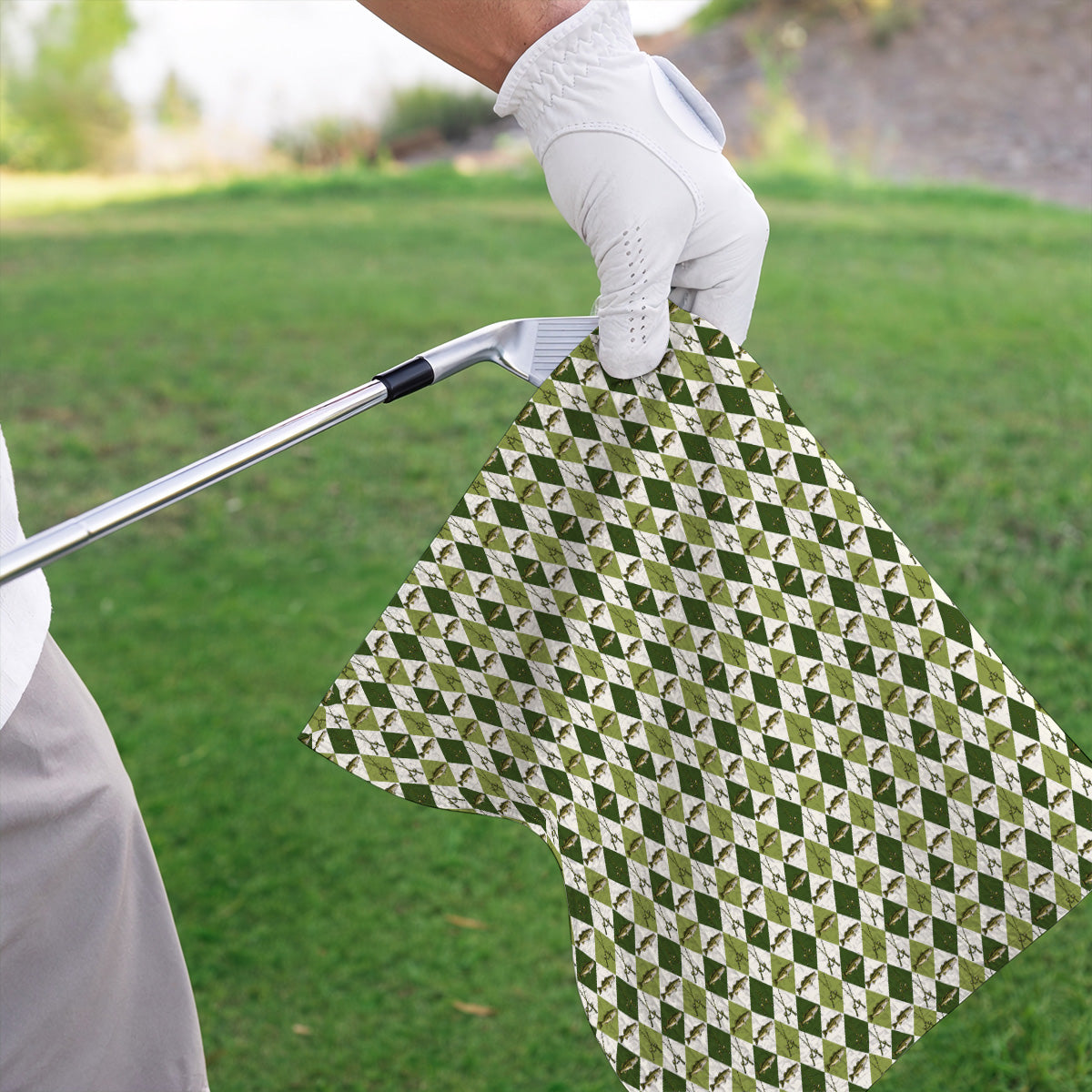 Bass Fishing Golf Towels, Fishing Bass & Rod Pattern Golf Towel, Crazy Golf Gift For Golfers
