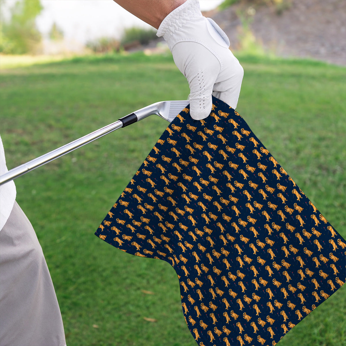 Golden Retriever Fairway Golf Towel, Golf Dog Pattern Towels, Gift For Golden Retriever Owners