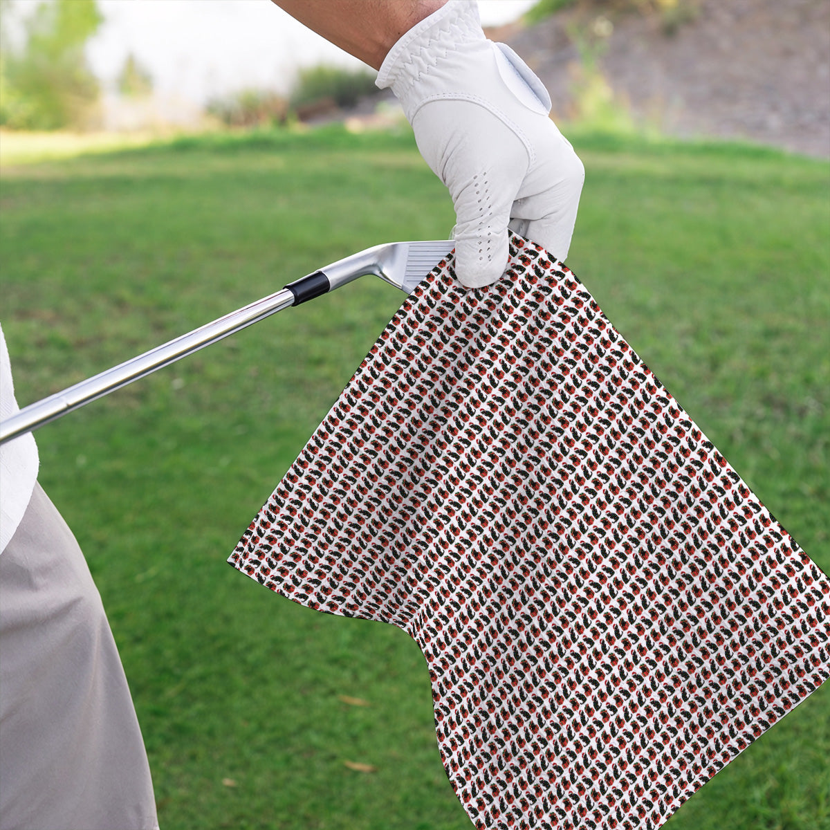 Black Cat Christmas Pattern Golf Towels, Funny Christmas Cat Golf Towel, Holiday Gift for Cat Lovers