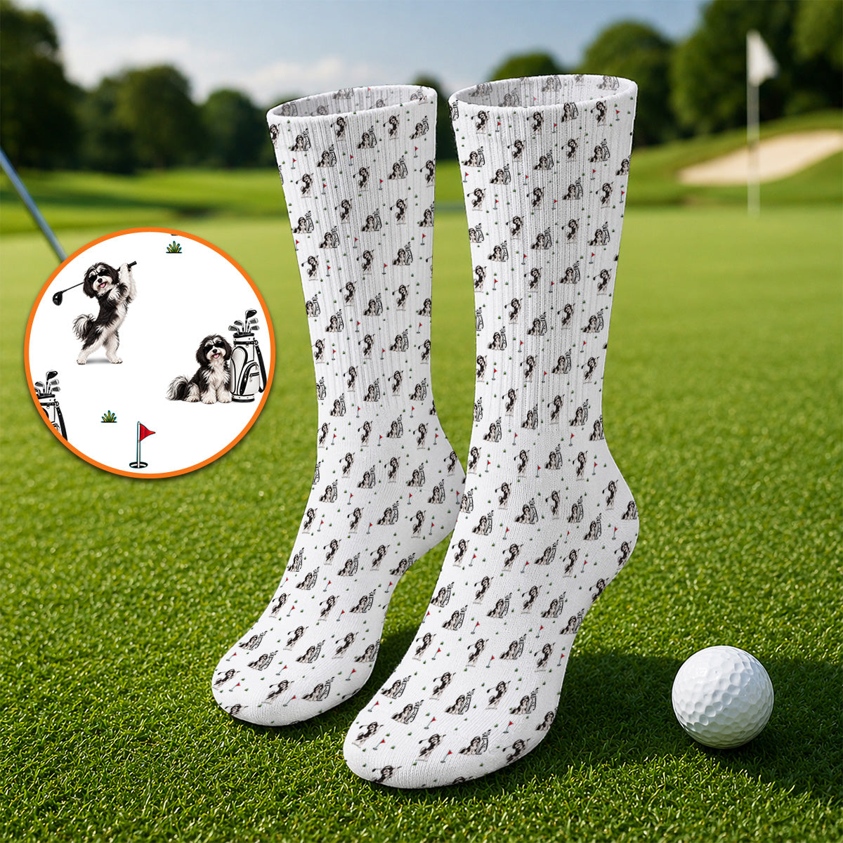 Havanese Pattern Golf Socks, Havanese Golf Sock, Funny Golf Gift for Golfer