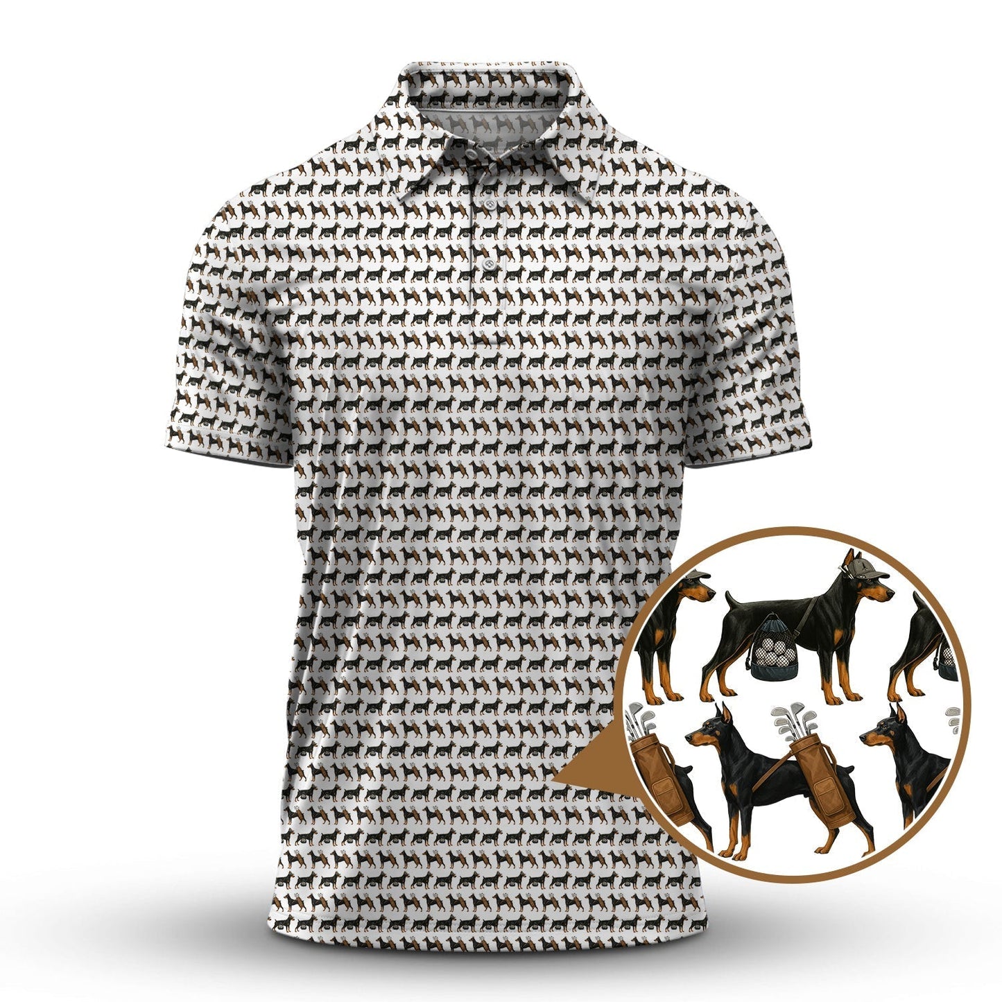 Pattern Golf Shirt For Men, Dog Golf Shirt, Crazy Golf Shirt For Golfers