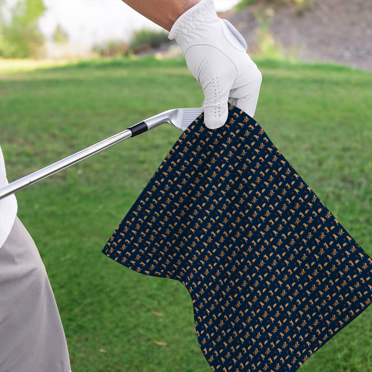 Orange Tabby Cat Golf Towels, Funny Ginger Cat Golf Pattern Towel, Unique Golf Gift For Cat Lovers