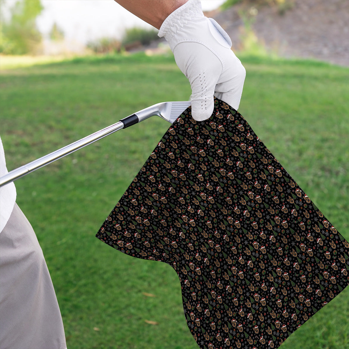 Funny German Shepherd Christmas Golf Towels, German Shepherd Pattern Golf Towel, Xmas Golf Gift For Golfer