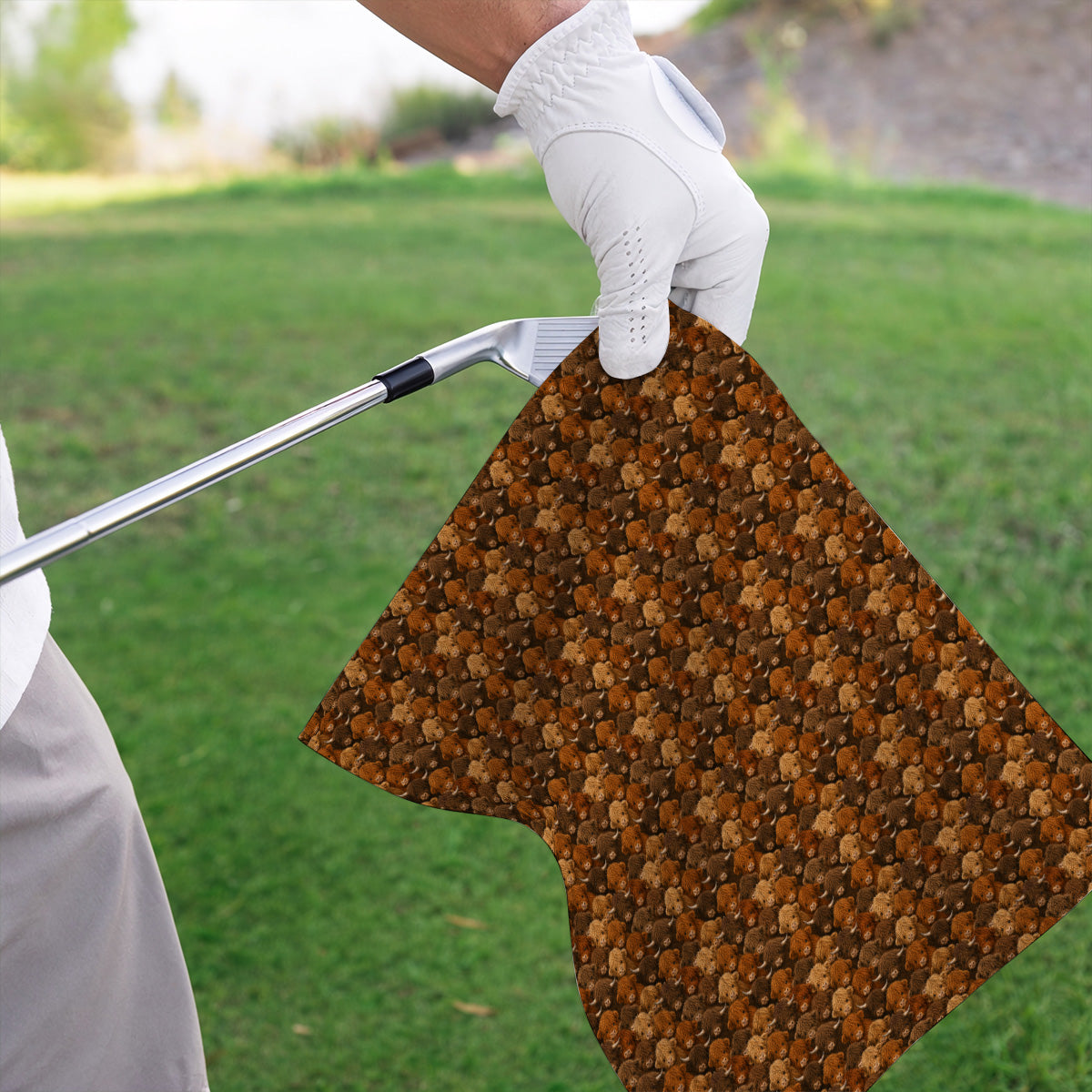 Highland Cow Pattern Golf Towels, Crazy Golf Gift For Golfer, Highland Cow Golf Towel
