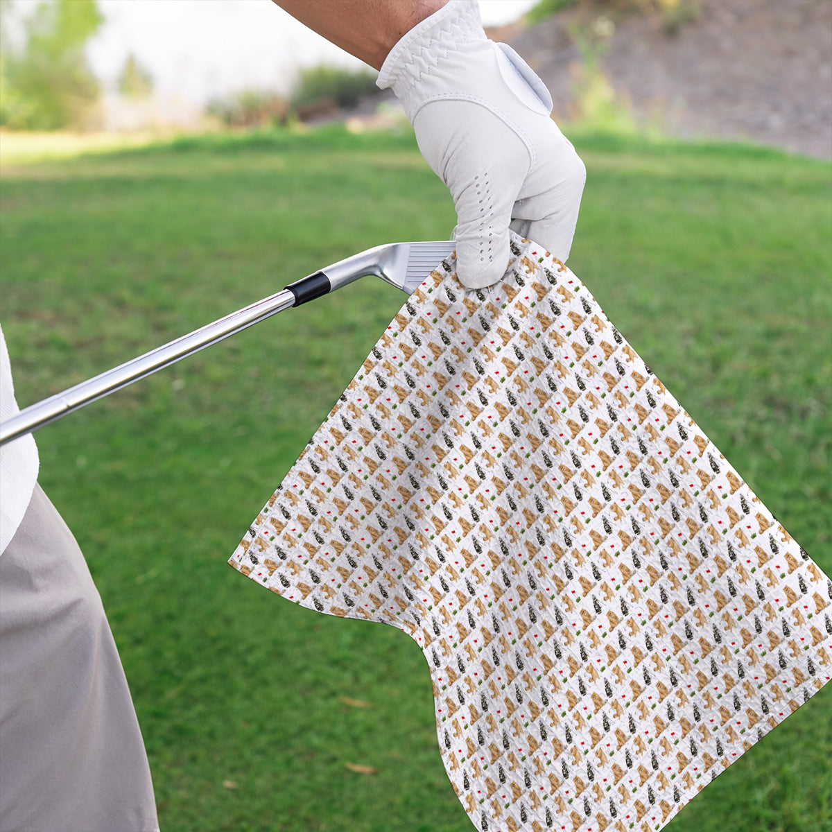 Golden British Longhair Golf Towel, Cute Golden British Longhair Pattern Golf Towels, Golf Gift for Cat Lovers