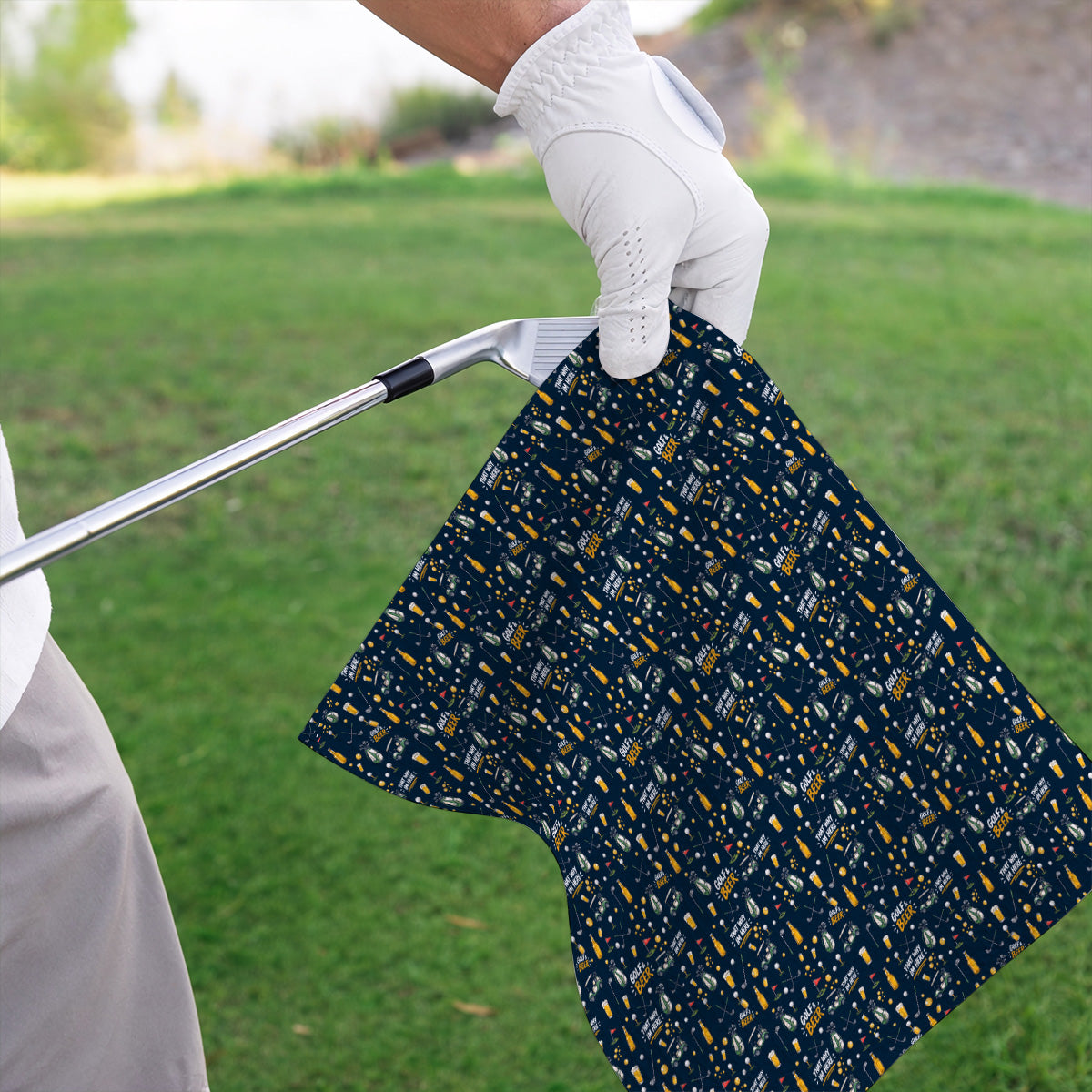 Funny Golf & Beer Towels, Golf Cart And Beer Pattern Golf Towel, That’s Why I’m Here Golf Gift For Golfer