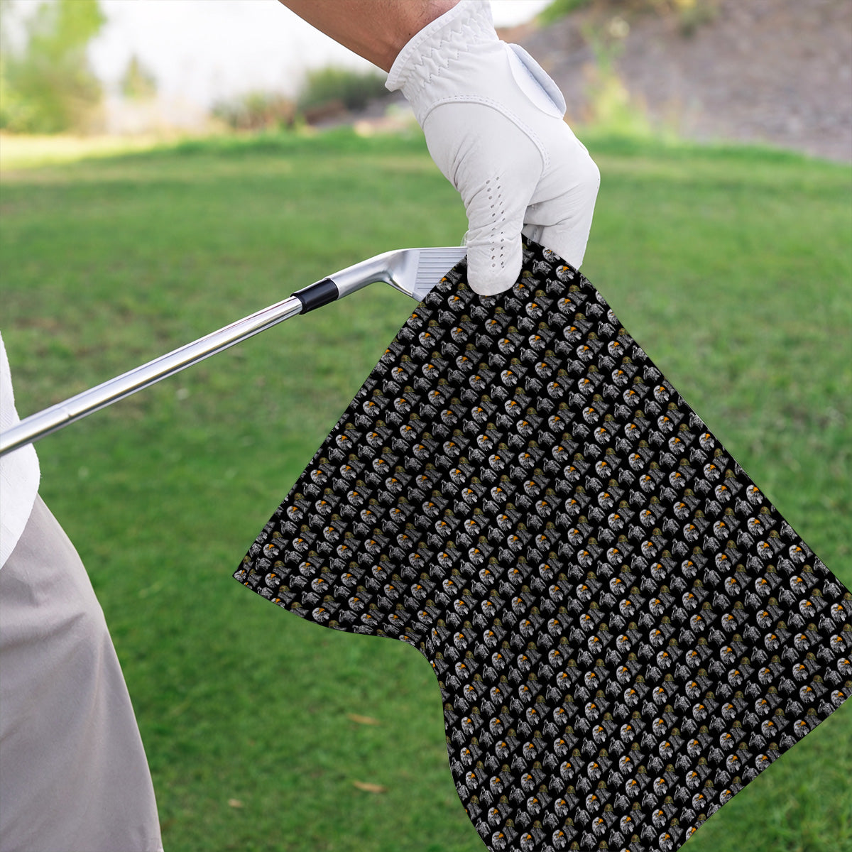 Veteran Eagle Golf Towels, Military Soldier & Army Tribute Pattern Golf Towel, Patriotic Veterans Day Golf Gift for Golfer