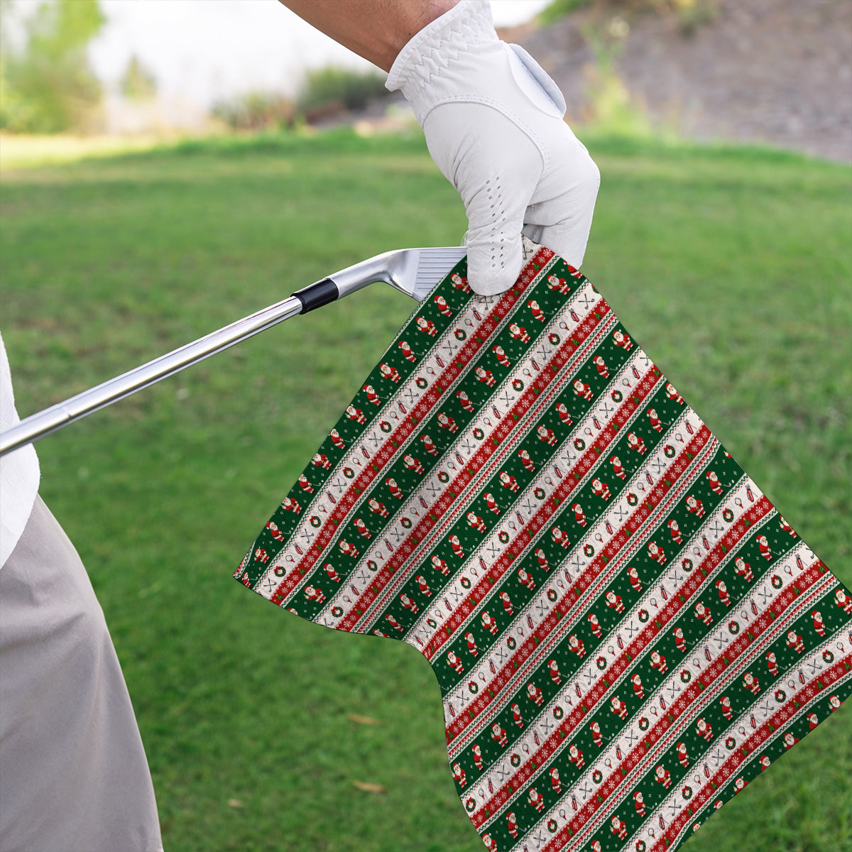 Funny Christmas Santa Golf Towels, Ugly Christmas Golf Pattern Towel, Xmas Gift For Golfer
