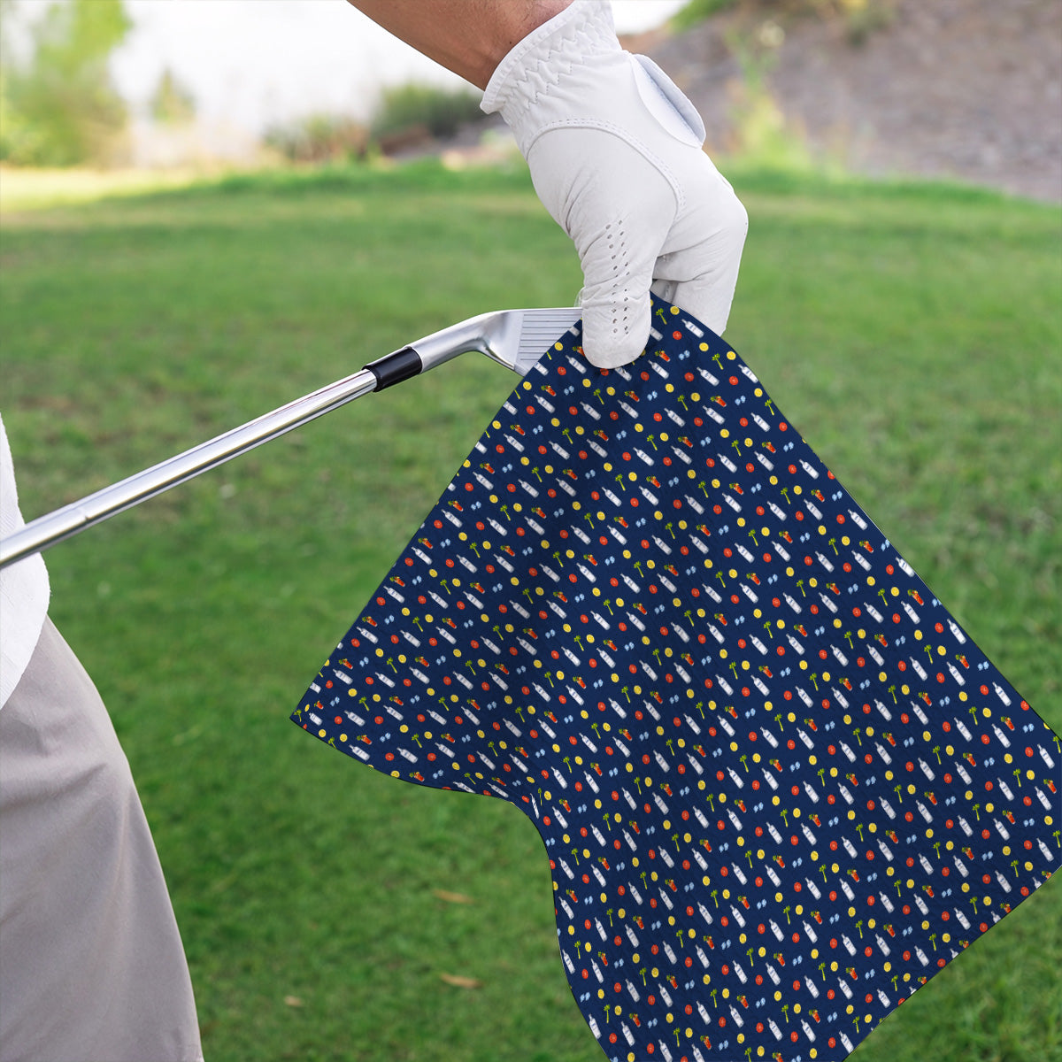Bloody Mary Cocktail Golf Towel, Funny Golfer Drink Pattern Towels, Country Club Golf Apparel
