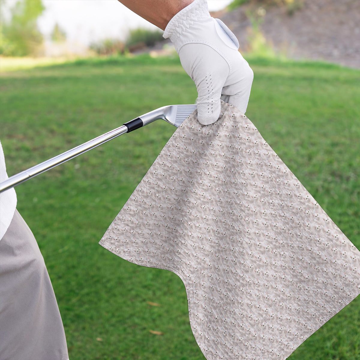 White Cat Pattern Golf Towels, Crazy Cat Lover Golf Towel, Funny Golf Gift For Cat Mom