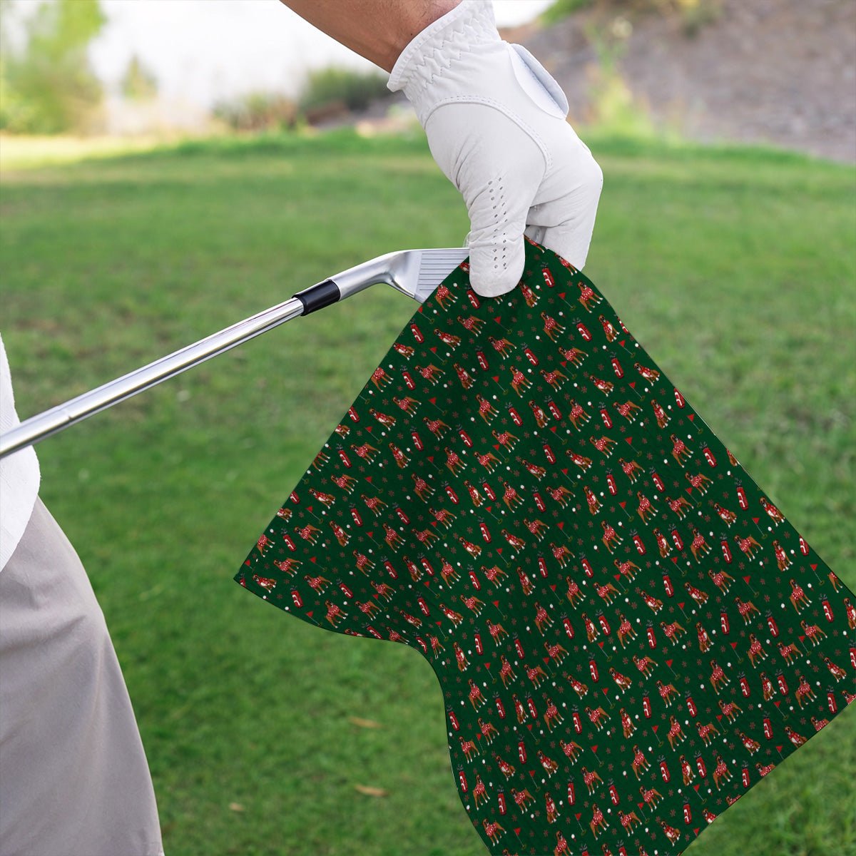 Boxer Christmas Golf Polos, Holiday Dog Pattern Golf Shirt, Festive Golf Gift for Golfers