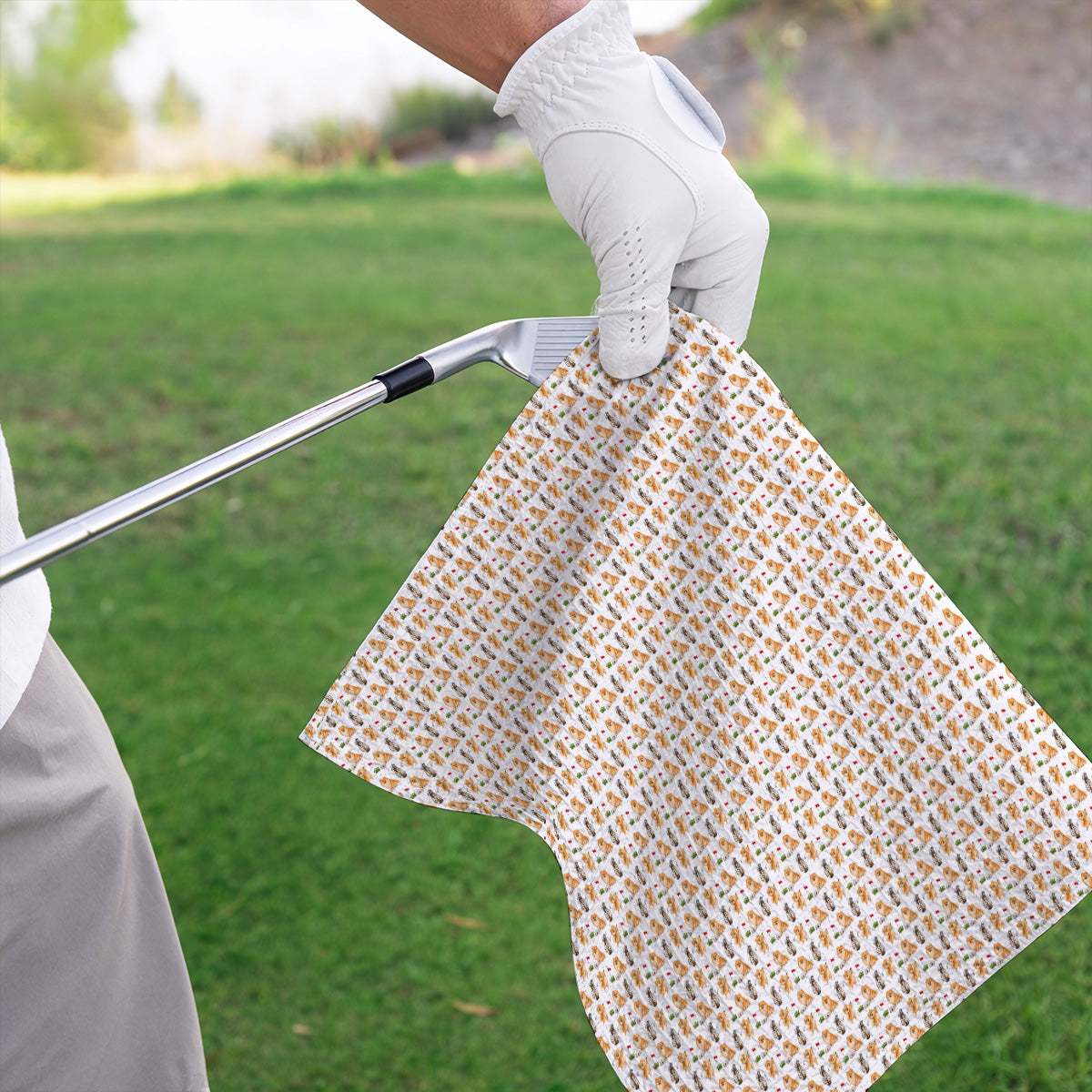 Pomeranian Pattern Golf Towel, Pomeranian Dog Golf Towels, Golf Gift For Golfer