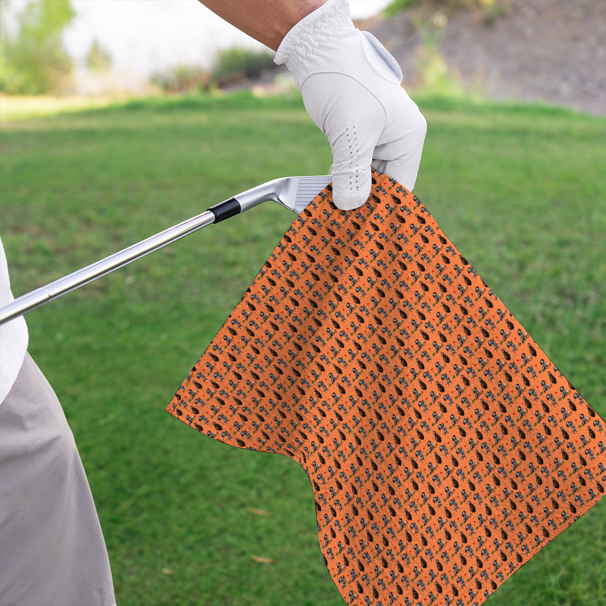 Halloween Dachshund Golf Towel, Skeleton Wiener Dog Pattern Golf Towels, Funny Golf Gift for Golfer