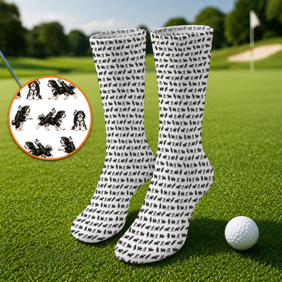 Havanese Pattern Golf Socks, Funny Havanese Golf Sock, Golf Gift for Golfers