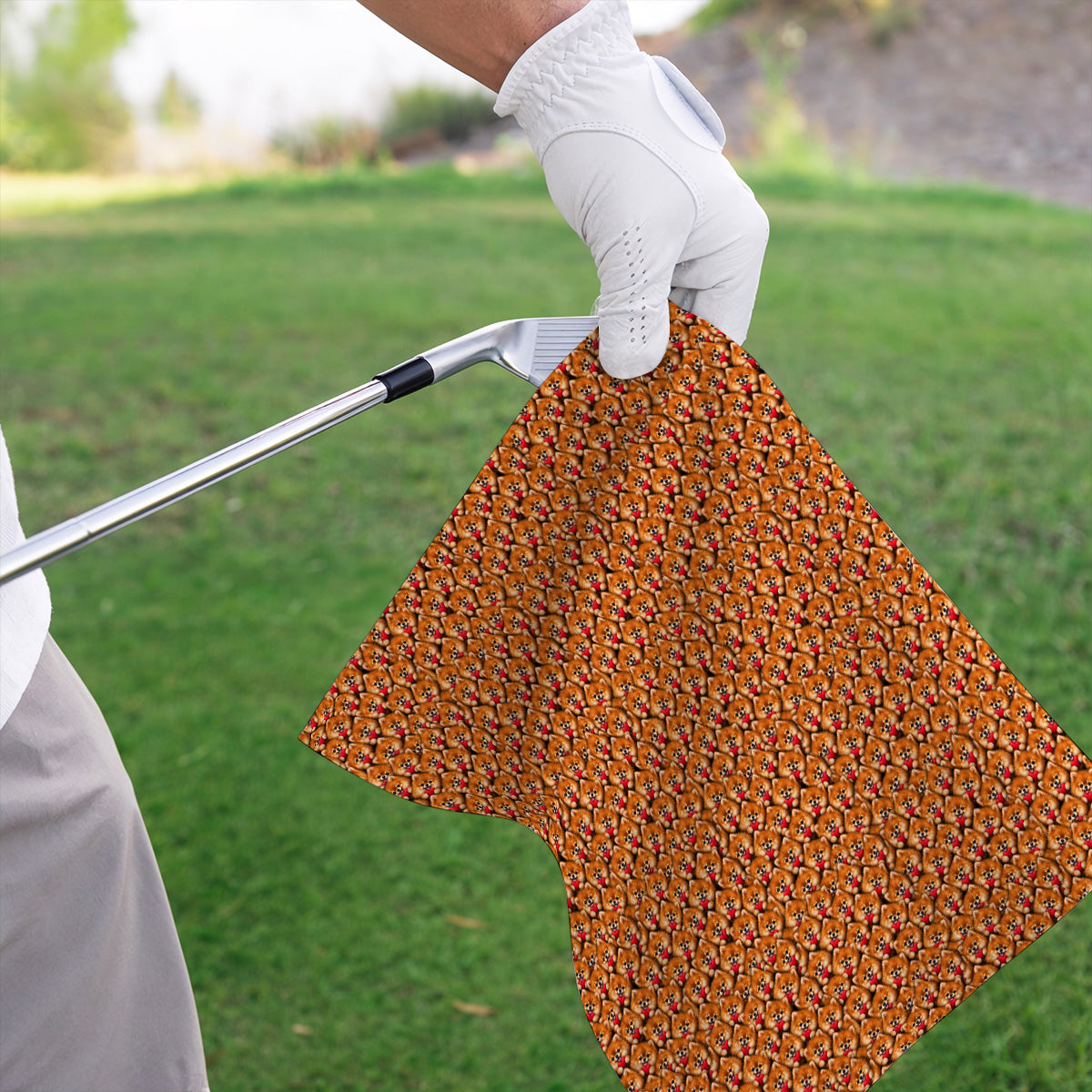 Cute Pomeranian Hearts Pattern Golf Towels, Funny Golf Towel For Dog Lovers, Golf Gift For Golfers