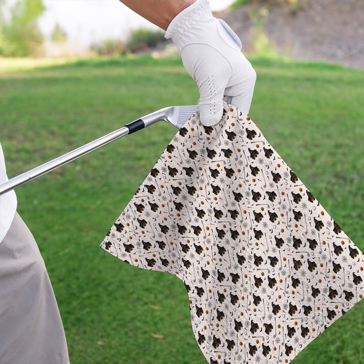 Witch Dachshund Golf Towel, Halloween Wiener Dog Pattern Golf Towels, Golf Gift for Golfer
