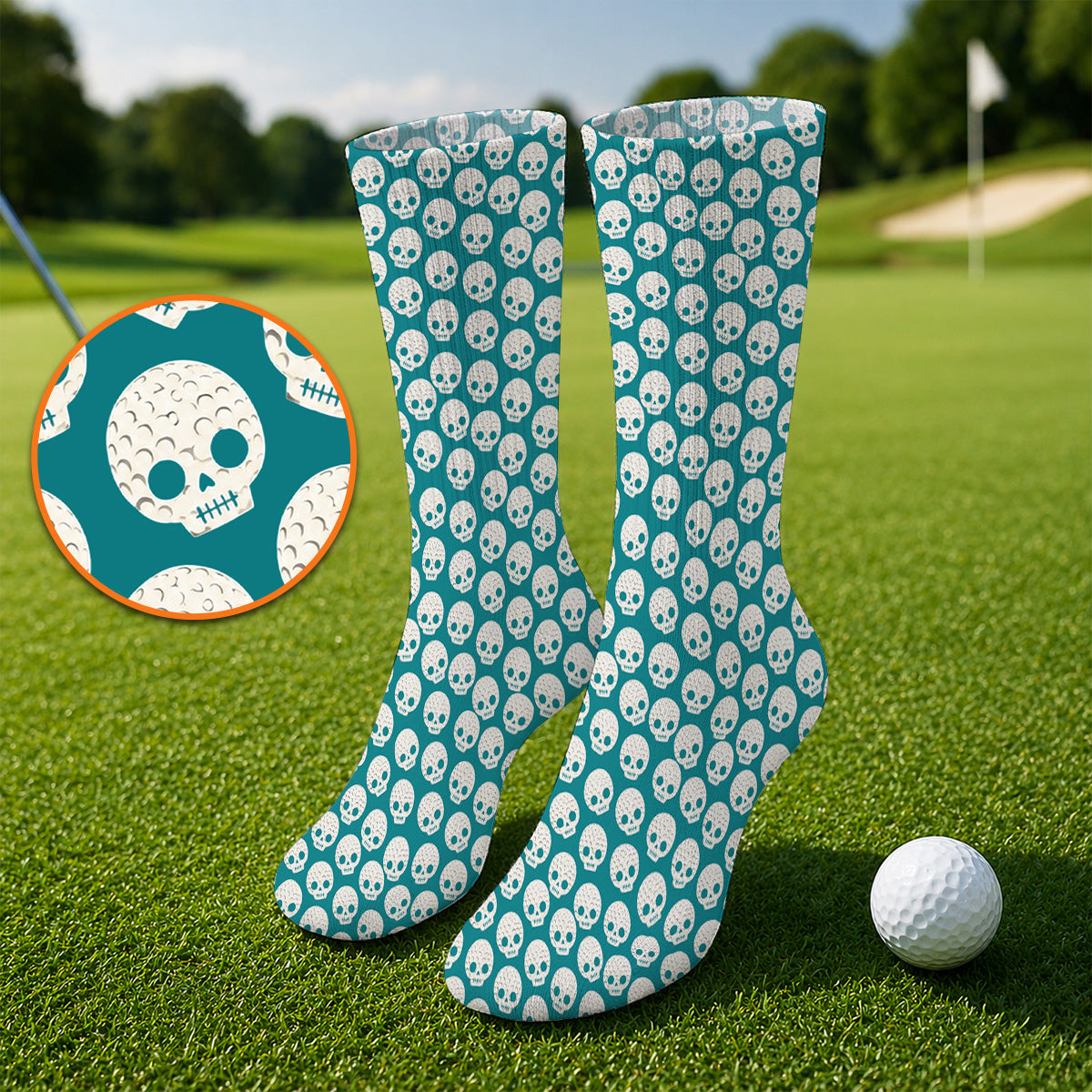 Crazy Skeleton Golf Socks, Skeleton Pattern Golf Sock, Golf Gift For Golfer
