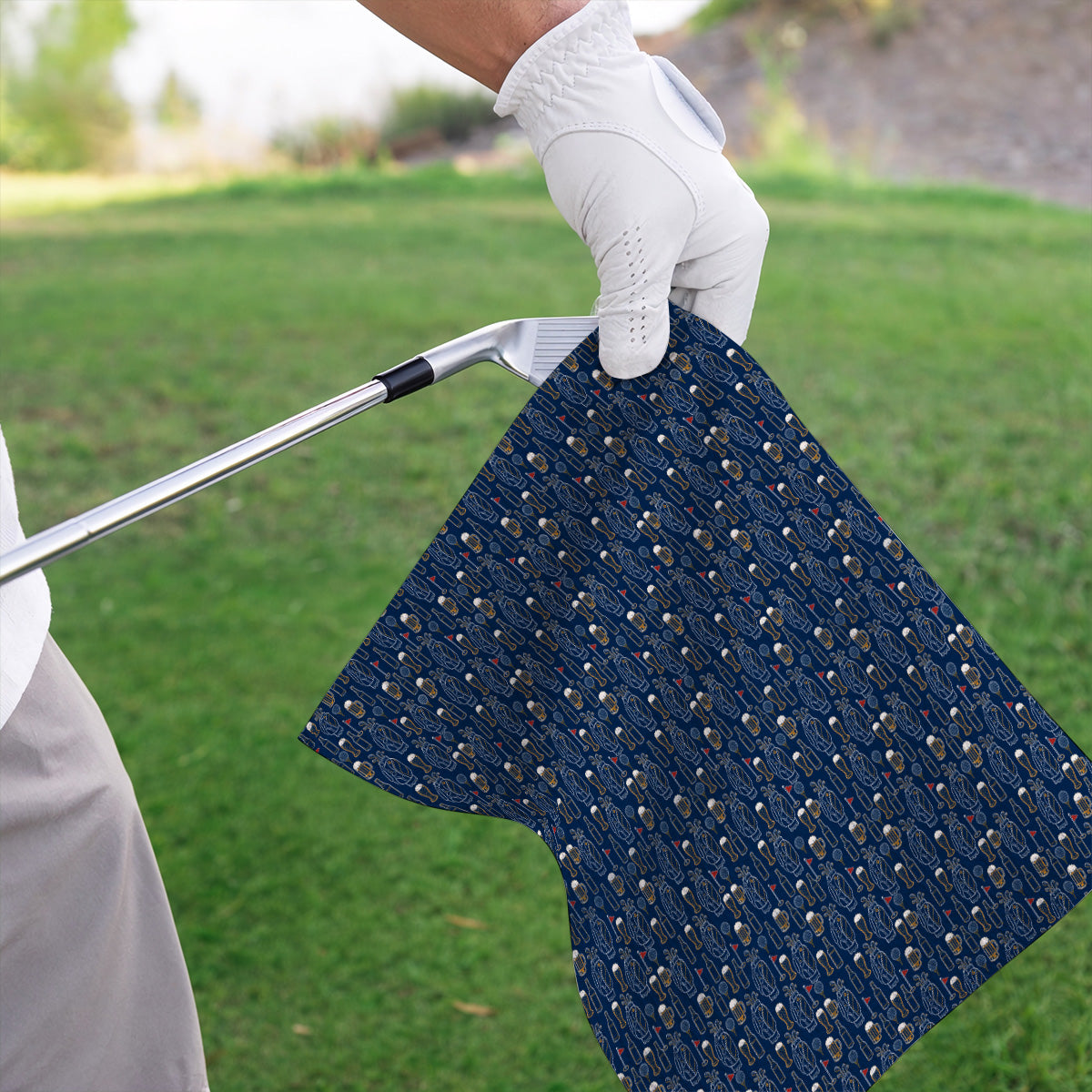 Golf And Beer Pattern Towels, Beer Lover Golf Towel, Funny Golf Gift For Golfer