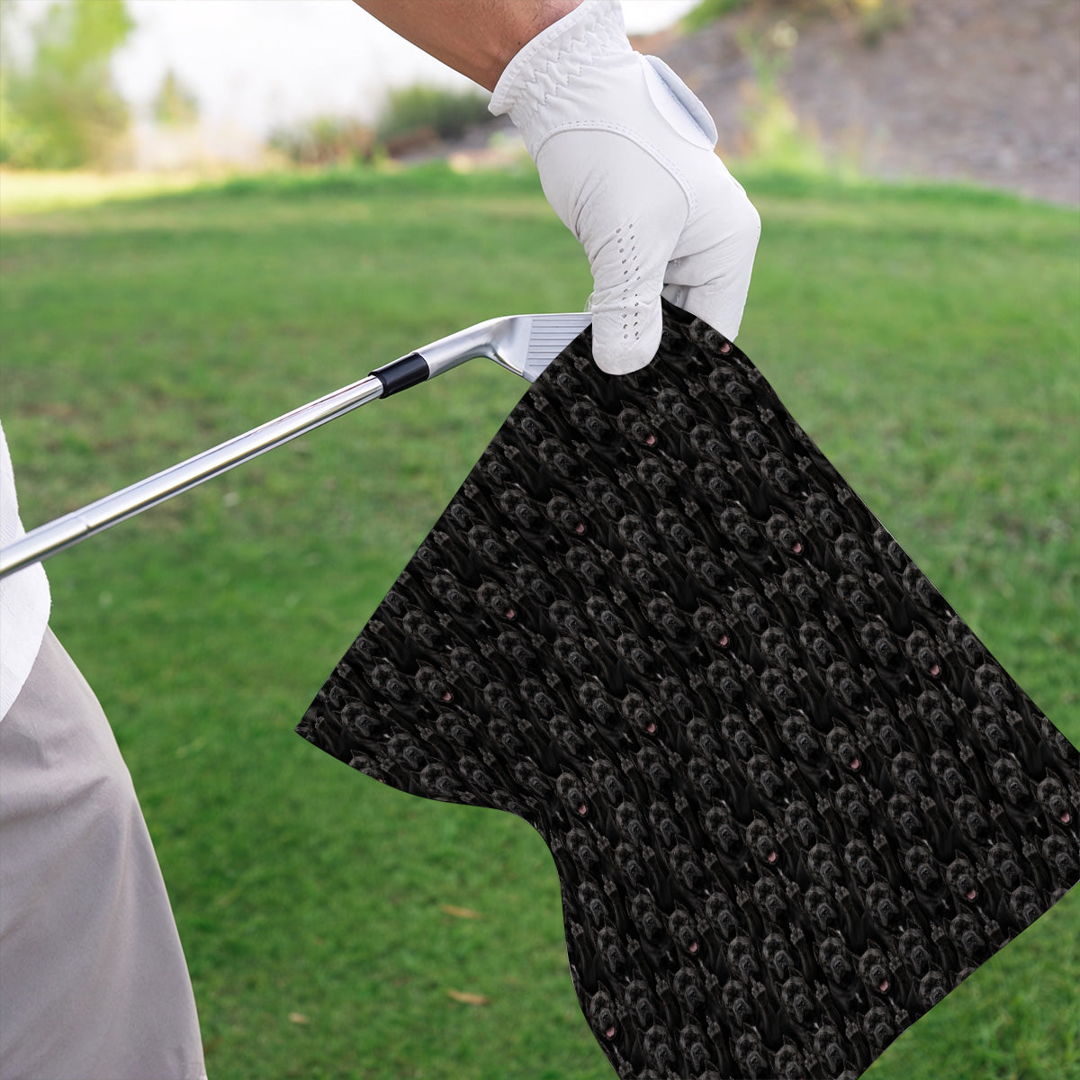 Funny Cane Corso Pattern Golf Towel, Black Cane Corso Golf Towels for Golfer, Golf Gift for Dog Lovers