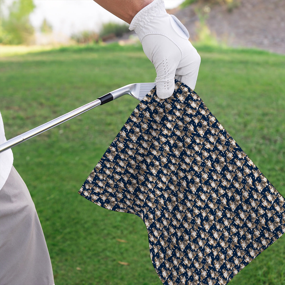 Australian Shepherd Golf Towel, Funny Blue Merle Aussie Pattern Golf Towels, Golf Gift For Golfer