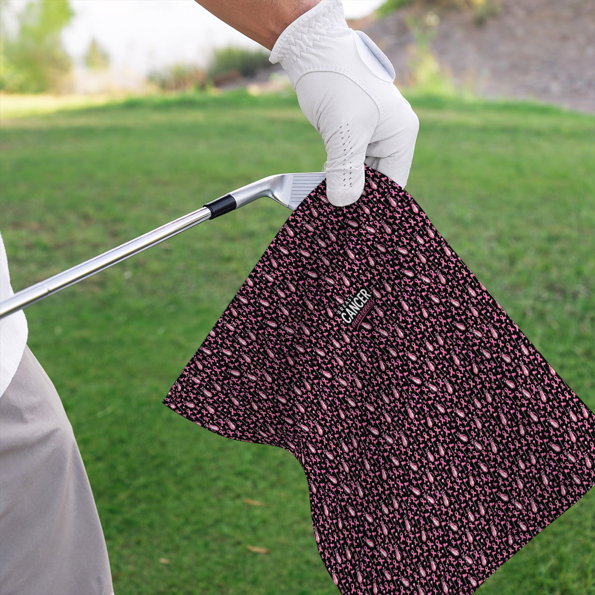 Breast Cancer Awareness Golf Towels, Pink Ribbon Golf Bag Pattern Towel, October Golf Gift for Golfer