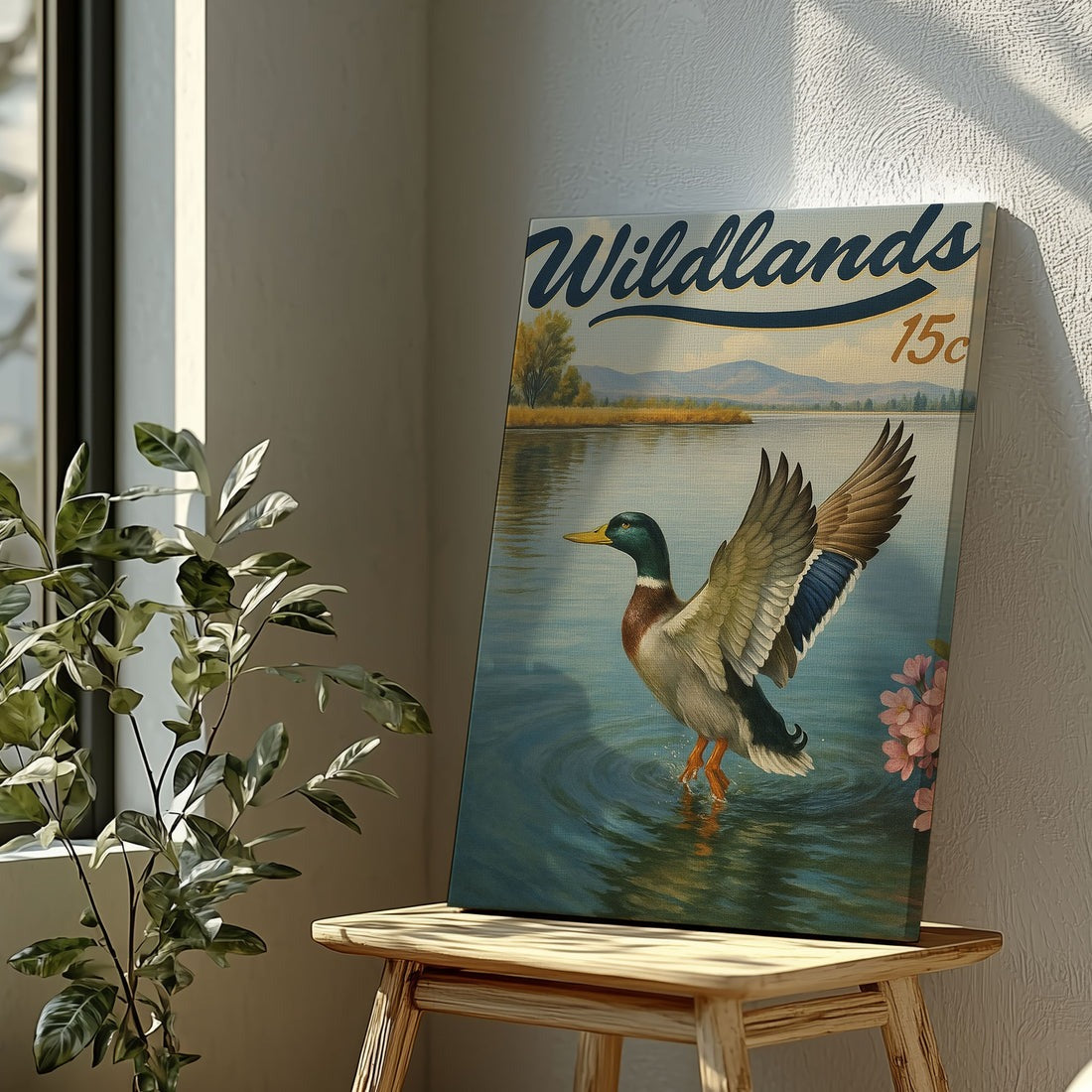 Rustic Duck Canvas, Lake Waterfowl Wall Decor For Man Cave, Gift For Cabin Decor