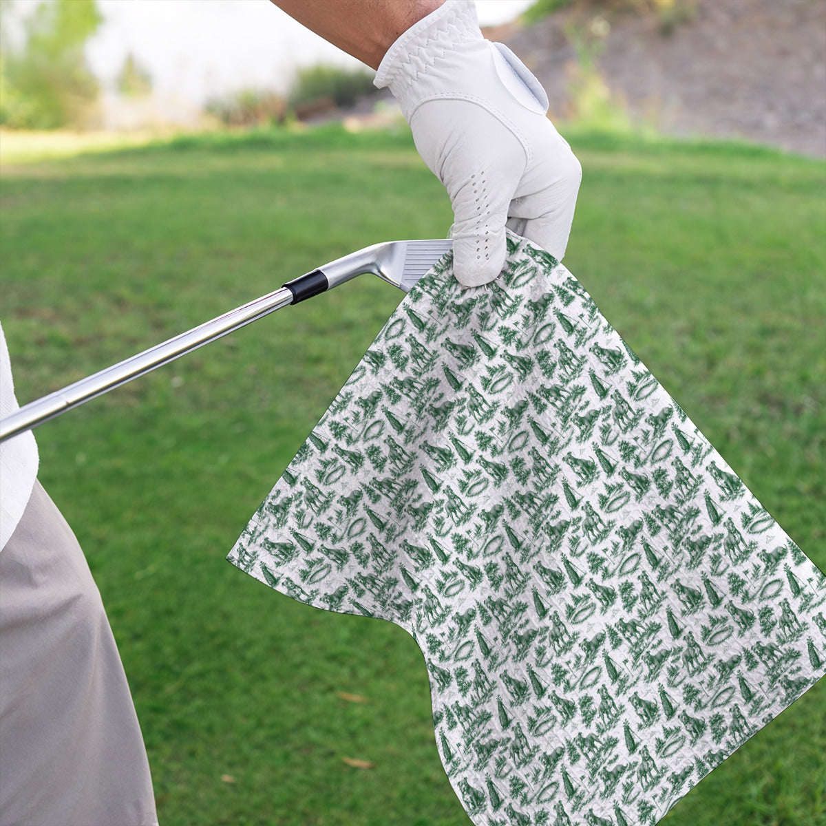 Crazy Pit Bull Golf Towels For Golfer, Toile de Jouy Pit Bull Pattern Golf Towel, Dog Lover Golf Gift