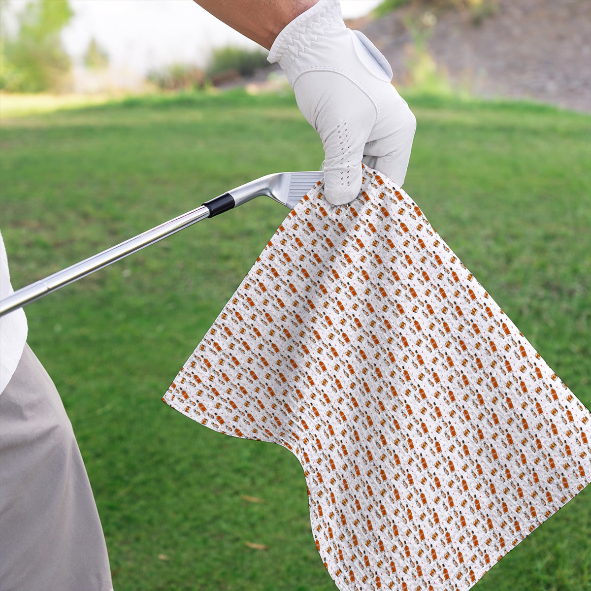 Bourbon Whiskey Golf Towels, Golf & Bourbon Pattern Towel, Unique Gift For Whiskey Loving Golfers
