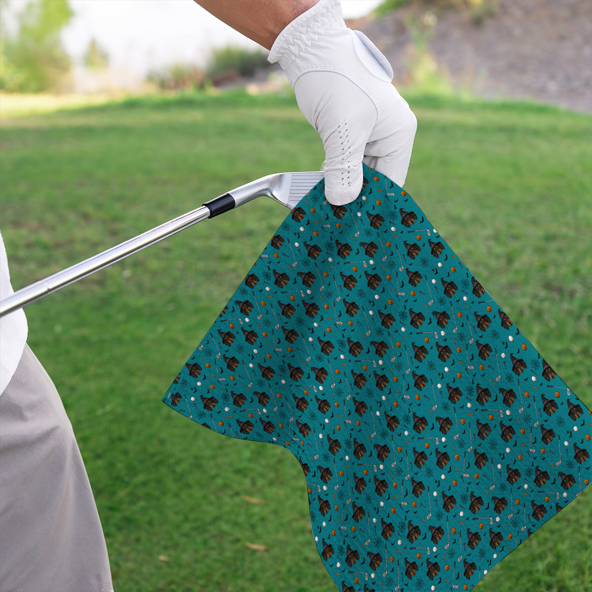 Witch Dachshund Golf Towel, Halloween Wiener Dog Pattern Golf Towels, Golf Gift for Golfer