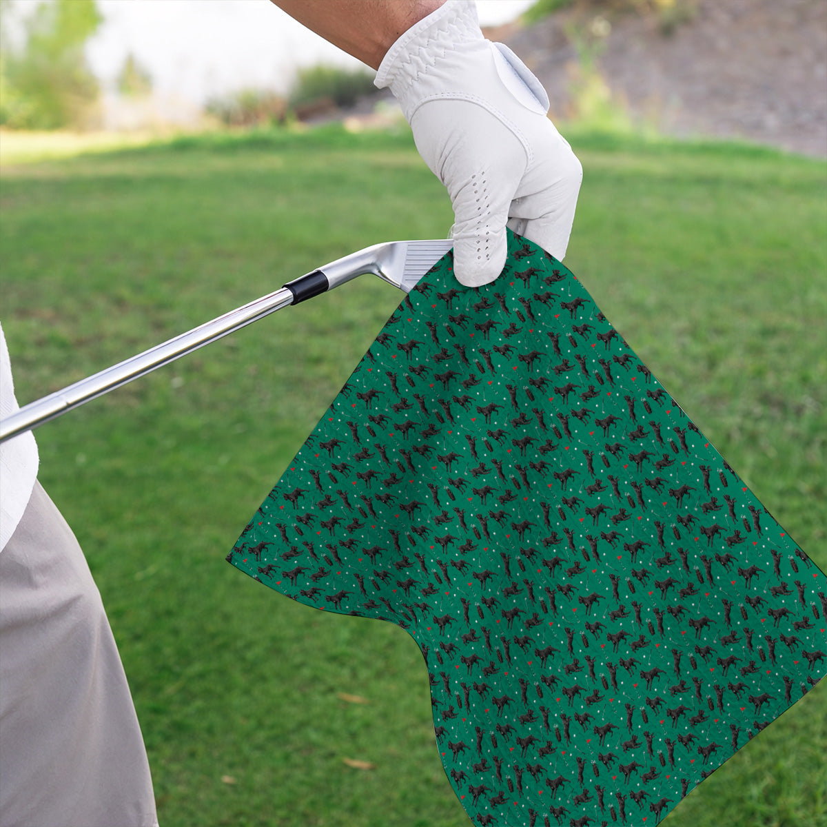 Crazy Cane Corso Pattern Golf Towel, Black Cane Corso Golf Towels for Dog Lovers, Golf Gift for Golfers