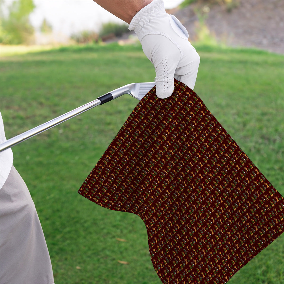 German Shepherd Christmas Golf Towels, German Shepherd Pattern Golf Towel, Xmas Golf Gift For Golfer