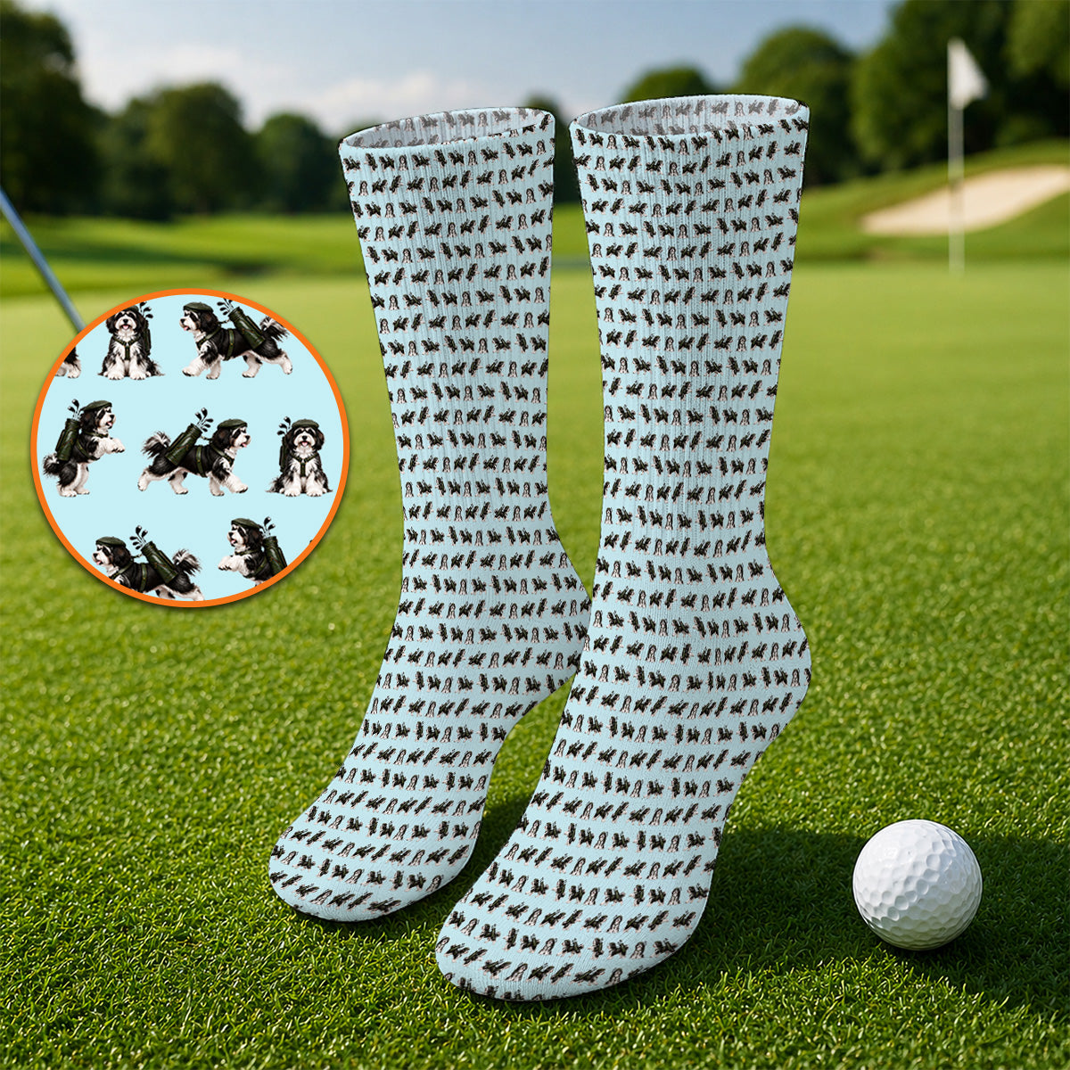 Havanese Pattern Golf Socks, Funny Havanese Golf Sock, Golf Gift for Golfers