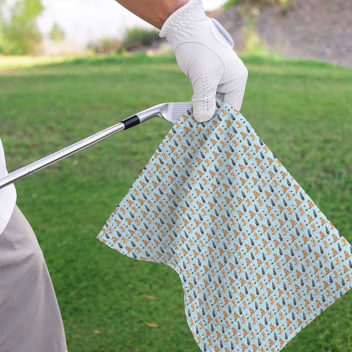 Golden British Longhair Golf Towel, Cute Golden British Longhair Pattern Golf Towels, Golf Gift for Cat Lovers